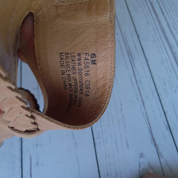 BORN Wedge Toe Loop Sandals Brown Braided Leather Womans 6 - Picture 7 of 10